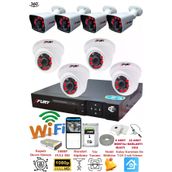 Fury 14125525 4 İç 4 Dış Kameralı 5MP Lens 2MP Görüntü 1TB Gece Görüşlü Full HD Güvenlik Kamerası