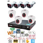 Fury 14125525 4 İç 4 Dış Kameralı 5MP Lens 2MP Görüntü 320GB Gece Görüşlü Full HD Güvenlik Kamerası