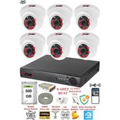 Fury 1412A 6 Kameralı 5MP 3.6 mm Lens 2MP Görüntü 500GB 6 Atom Led Gece Görüşlü Full HD Güvenlik Kamera