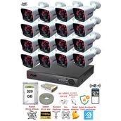 Fury 5525A 16 Kameralı 5MP Lensli 1080P 2MP Görüntü 6 Atom 320GB Gece Görüşlü Full HD Güvenlik Kamerası