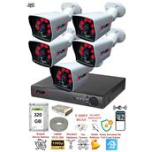 Fury 5525A 5 Kameralı 1080P Görüntü 320GB 6 Atom Gece Görüşlü Full HD Akıllı Güvenlik Kamerası