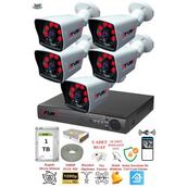 Fury 5525A 5 Kameralı 5MP Lensli 1080P 2MP Görüntü 1TB 6 Atom Gece Görüşlü Full HD Güvenlik Kamerası