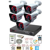 Fury 5525A 5 Kameralı 5MP Lensli 1080P 2MP Görüntü 500GB 6 Atom Gece Görüşlü Full HD Güvenlik Kamerası