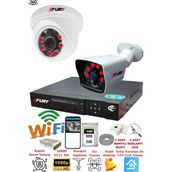 Fury 5525DI 2 Kameralı 5MP 3.6 mm Lens 2MP Görüntü 500GB 6 Atom Led Gece Görüşlü Full HD Güvenlik Kamerası