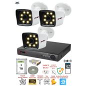 Fury 5525W 3 Kameralı 5MP Lens 1080P 2MP Color Görüntü 1TB 8 Warm Led Gece Görüş Full HD Güvenlik Kamera