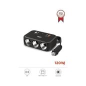 G18 Araç Içi Çakmak Çoklayıcı – 120W, 3 Çakmak Soketi, Type-C & USB Portları - Siyah