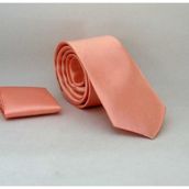 Gaffy SS-44 Yavru Ağzı Slim Fit Düz Renk Mendilli Saten Kravat