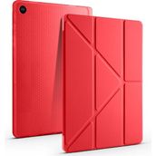 Galaxy Tab A9 8.7 Inç X110/X115 Uyumlu Kalem Bölmeli Silikon Tablet Kılıf – Smart Cover Katlanabilir Kapaklı, Stand Fonksiyonlu, Darbe Emici Arka Koruma, Hassas Kesimli, Manyetik Kapanışlı - Kırmızı