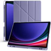 Galaxy Tab S9 Plus X810 / S9 Fe Plus X610 12.4 Inç Uyumlu Akıllı Tablet Kılıfı – Katlanabilir Kapaklı, Kalemlikli, Stand Fonksiyonlu, Smart Cover Otomatik Uyandırma, Ince ve Hafif Tasarım - Lavanta