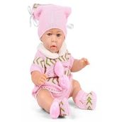 Galtoys 1127-A Azra Newborn Pembe Gri Triko Elbiseli Bebek