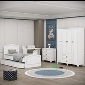 Garaj Home Beyaz Yaren 4 Kapaklı Genç Odası Takımı