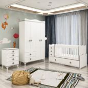 GarajHome Melina Yıldız Gri 4 Kapaklı Bebek Odası Takımı