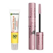 Garnier C Vitamini Parlak Günlük Uv Korumalı SPF50 Işıltılı Doku 40 ml Güneş Yüz Kremi + Maybelline New York Lash Sensational Sky High Maskara