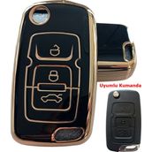 Geely Emgrand Uyumlu Nano Anahtar Kılıfı Kumanda Kılıfı Oto Anahtarlık Siyah Gold