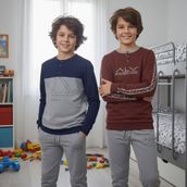 Genç Erkek Pamuklu 2 Adet 2'li Pijama Takımı AL008 V1, AL003 V1 BB2463