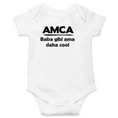 Genel Amca Baba Gibi ama Daha Cool Baskılı Beyaz Bebek Body