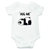 Genel Hug Me Sevimli Panda Unisex Baskılı Beyaz Bebek Body
