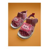 GEZER Kız Çocuk Pembe Kedi Desenli Ayarlanabilir Günlük Sandalet