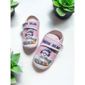 Gezer Kız Çocuklar İçin Pembe Cırtlı Tam Ortopedik Panduf Snow Bear Desenli Konforlu Tasarım