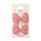 GİDEGO ACCESSORIES Pembe Seri Fiyonk Saç Tokası, Kumaş Kelebek Tasarım, Büyük Boy, 2'li Set (Stil-5)
