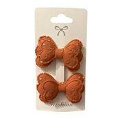GİDEGO ACCESSORIES Pembe Seri Fiyonk Saç Tokası, Kumaş Kelebek Tasarım, Büyük Boy, 2'li Set (Stil-9)
