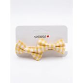 GİDEGO ACCESSORIES Sarı Mini Fiyonk Kurdele Saç Tokası, 2'li Set (Model-1)