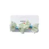 GİDEGO ACCESSORIES Yeşil Mini Fiyonk Kurdele Saç Tokası, 2'li Set (Model-1)