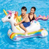 Giffy Dev Unicorn Deniz Yatağı Şişme Binici Ada Tutmaçlı Havuz ve Deniz Botu 3 Boy Seçeneğiyle - Beyaz - 163x86 cm