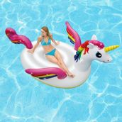 Giffy Dev Unicorn Deniz Yatağı Şişme Binici Ada Tutmaçlı Havuz ve Deniz Botu 3 Boy Seçeneğiyle - Beyaz - 287x193x165 cm