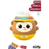 giffy Oyuncak Sesli Işıklı Müzikli Projeksiyonlu Hareketli Davullu Pilli Sallanan Bebek Oyuncağı Emekleme
