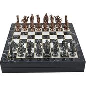 Gift Home Büyük Boy Metal İngiliz 36x36 cm Satranç Takımı Antik Ve Mermer Desenli Sandıklı Mdf Tahtası