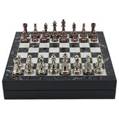Gift Home Büyük Boy Metal Klasik 36x36 cm Satranç Takımı Antik ve Mermer Desenli Sandıklı Mdf Tahtası