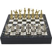 Gift Home Büyük Boy Metal Mısır 36x36x6 cm Satranç Takımı Parlak ve Mermer Desenli Sandıklı Mdf Tahtası