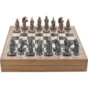 Gift Home Büyük Boy Metal Osmanlı-Bizans 36x36 cm Satranç Takımı Antik ve Rustik Desenli Sandıklı MDF Tahtası