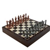 Gift Home Büyük Boy Metal Pegasus 36x36x6 cm Satranç Takımı Parlak Ve Mermer Desenli Sandıklı Mdf Tahtası