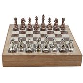 Gift Home Metal Klasik 36x36x6 cm Satranç Takımı Antik ve Rustik Desenli MDF Sandıklı Satranç Tahtası