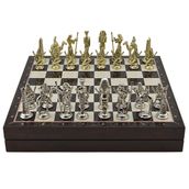 Gift Home Metal Mısır 36x36x6 cm Satranç Takımı Parlak ve Ceviz Desenli MDF Sandıklı Satranç Tahtası