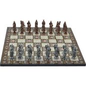 Gift Home Metal Satranç Takımı Battal Osmanlı-Bizans Antik Kat Sedef Desenli Satranç Tahtası