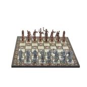 Gift Home Metal Satranç Takımı Battal Yunan Antik Sedef Desenli Satranç Tahtası