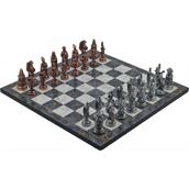 Gift Home Metal Satranç Takımı Büyük Osmanlı Bizans Antik ve Gri Mermer Desenli Satranç Tahtası