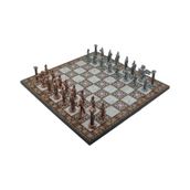 Gift Home Metal Satranç Takımı Büyük Pegasus Antik Katlanır Sedef Desenli Satranç Tahtası