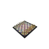 Gift Home Metal Satranç Takımı Orta İspanyol Parlak Taş ve MDF Bahar Desenli Satranç Tahtası