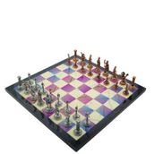 Gift Home Metal Satranç Takımı Orta Roma Figürlü Antik Taş ve Bahar Desenli Satranç Tahtası