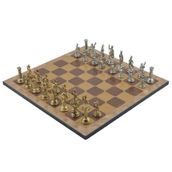 Gift Home Metal Satranç Takımı Orta Roma Parlak Rustik Ceviz Desenli Satranç Tahtası