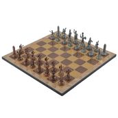 Gift Home Metal Satranç Takımı Orta Yunan Antik Rustik Ceviz Desenli Satranç Tahtası