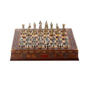 Gift Home Orta Boy Metal İngiliz Satranç Takımı Parlak ve El Yapımı Masif Ahşap Sandıklı Satranç Tahtası