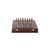 Gift Home Orta Boy Metal Osmanlı Bizans Satranç Takımı Antik ve El Yapımı Masif Ahşap Sandıklı Satranç Tahtası