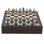 Gift Home Orta Boy Metal Roma 36x36x6 cm Satranç Takımı Antik Ve Ceviz Desenli Sandıklı MDF Tahtası