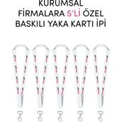 Giftcrea Kurumsal Firmalara Özel 5li Baskılı Yaka Kartı Ipi - Özelleştirilebilir Yaka Kartı Ipi - Beyaz - 5 Adet
