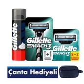 Gillette Mach 3 10’lu Bıçak + Makine + 250 ml Köpük + Gillette Çanta